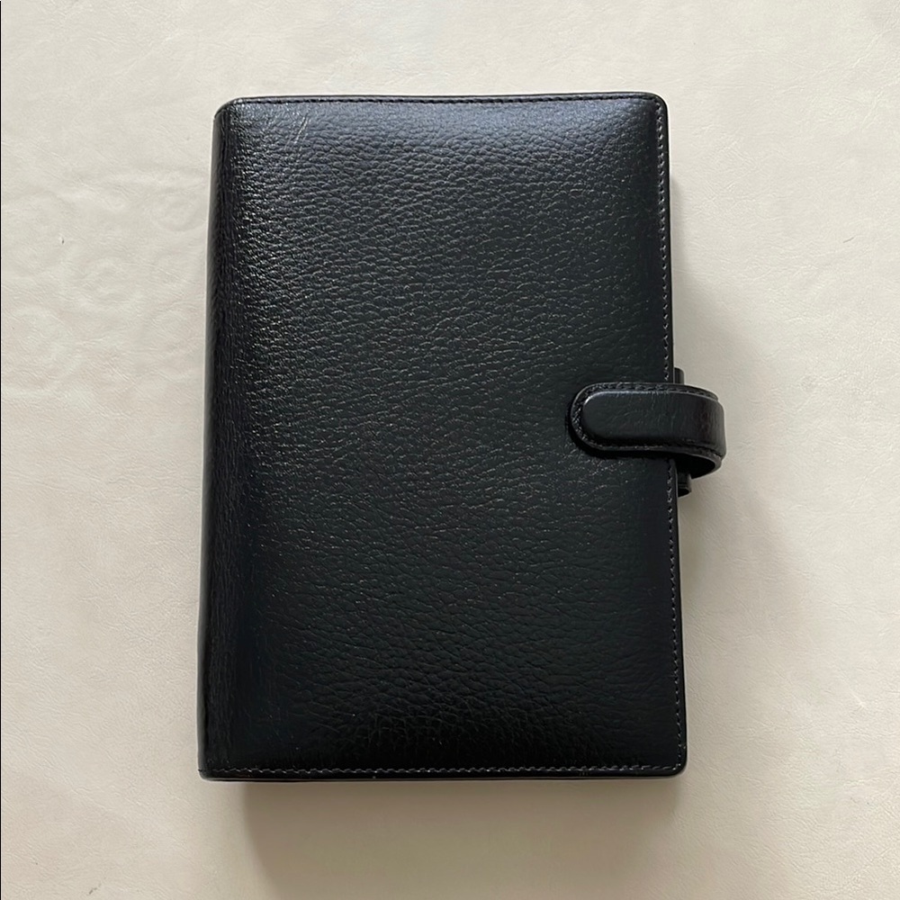 Like New Filofax Finsbury Black Leather Personal Size Planner